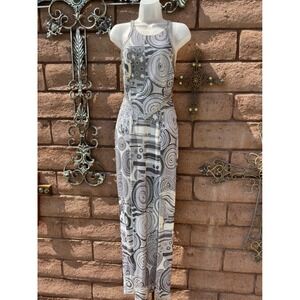 Vintage Janine Italy Gown Dress Small Metallic Rhinestones Mosaic 
Open Back